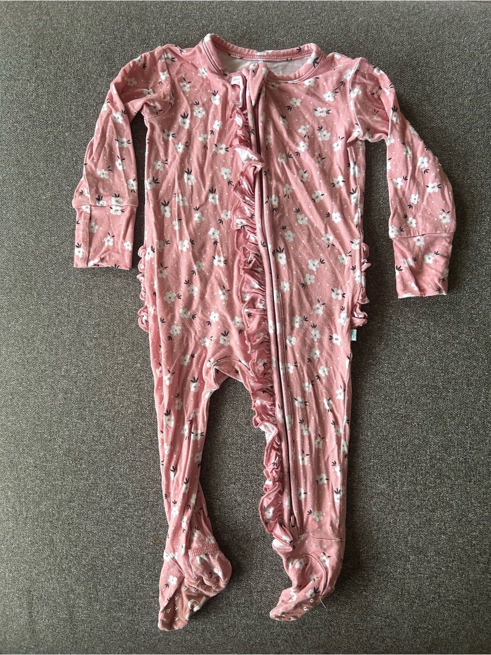 Posh Peanut Floral Pink Emmilene Ruffle Sleeper